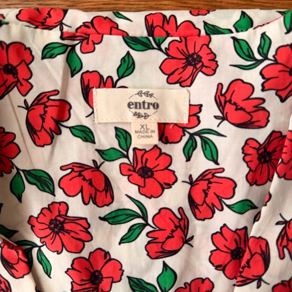 Entro Red and Green Floral baby doll dress - Picture 3 of 11